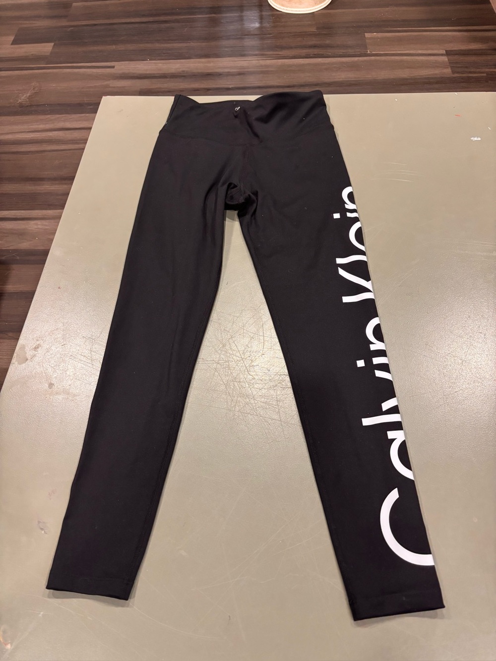 Calvin Klein Black Leggings with White Side Logo